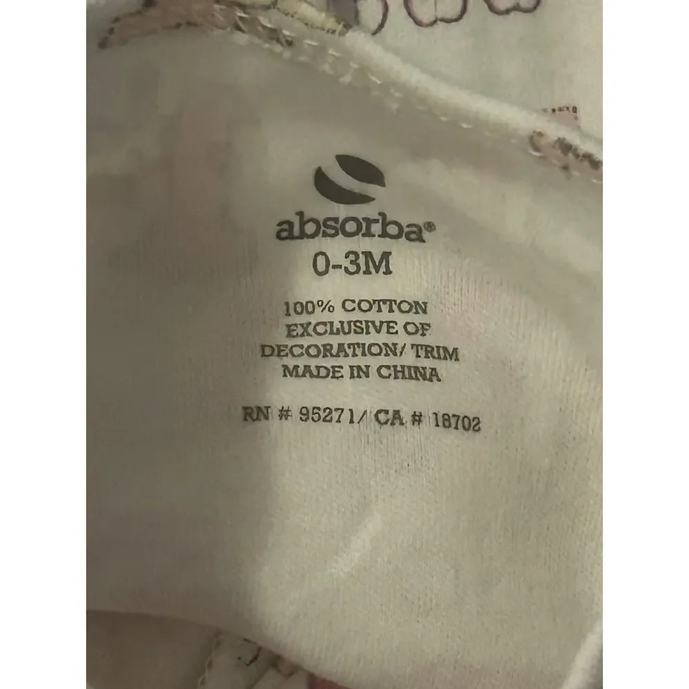 NWT Absorba 0-3M 2-Piece Footed Pajama Set